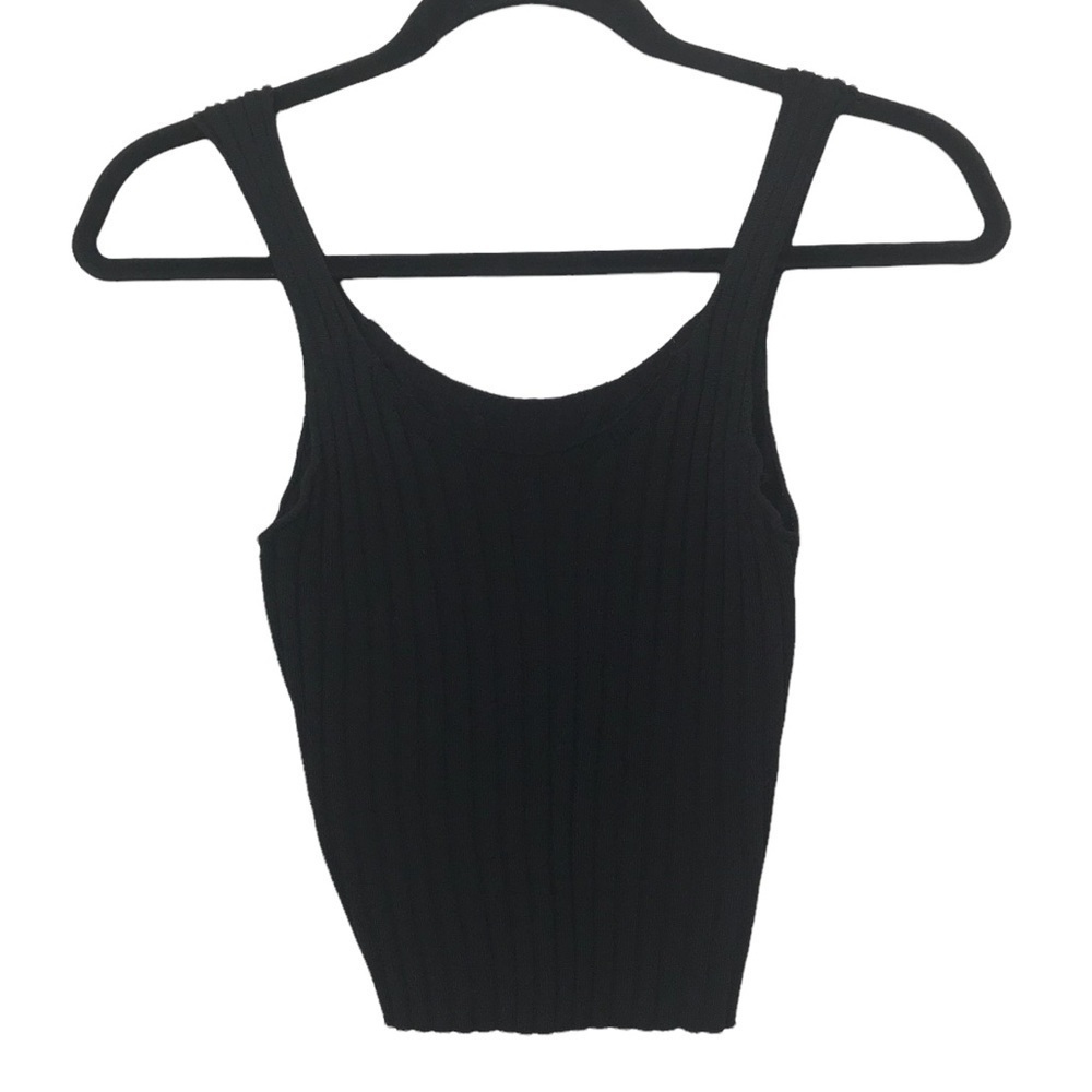 Black Ribbed Crop Tank Top Medium